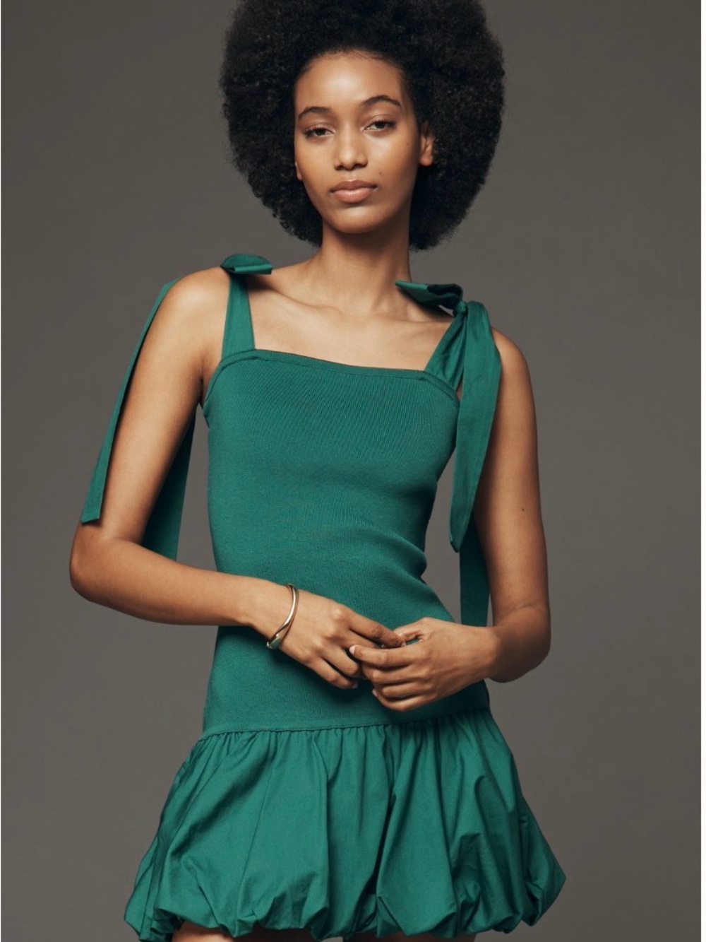 Cotton Bubble hem mini dress.